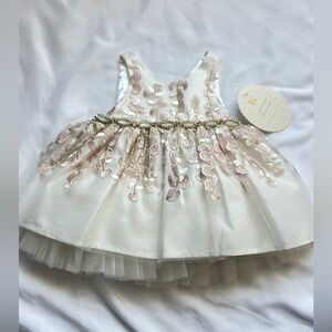 Baby Dress Cream and Pink size 9 mo